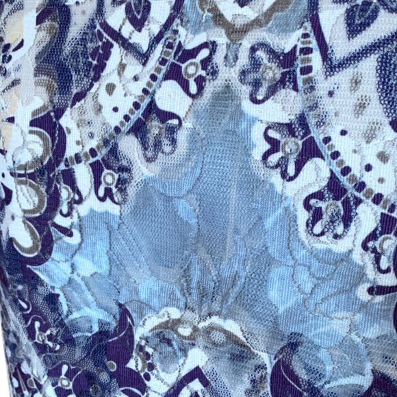 LE GRENIER -  Blue & white Lace Layered Sleeveless Top L - Picture 6 of 8